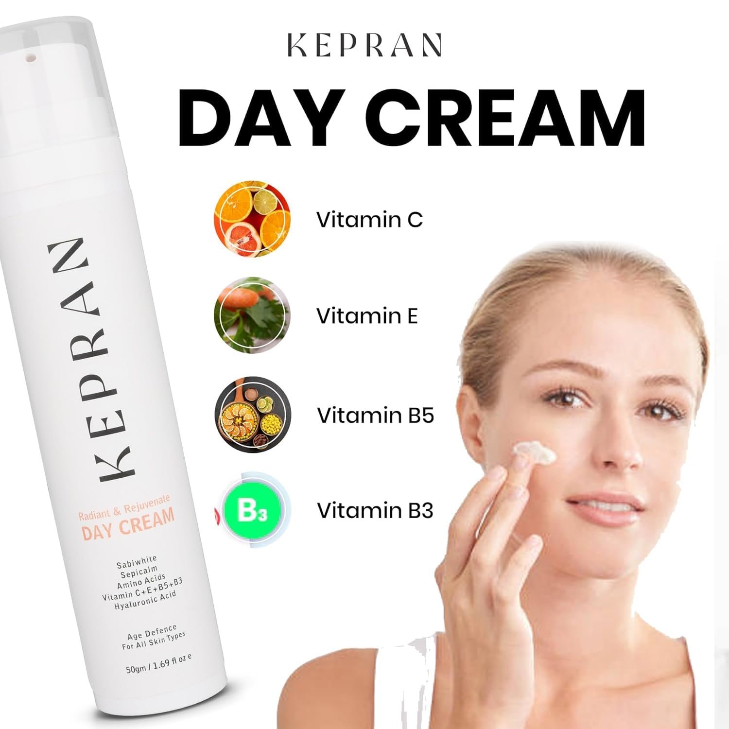 Radiant & Rejuvenate Day Cream with Hyaluronic Acid and Vitamins, 50ml