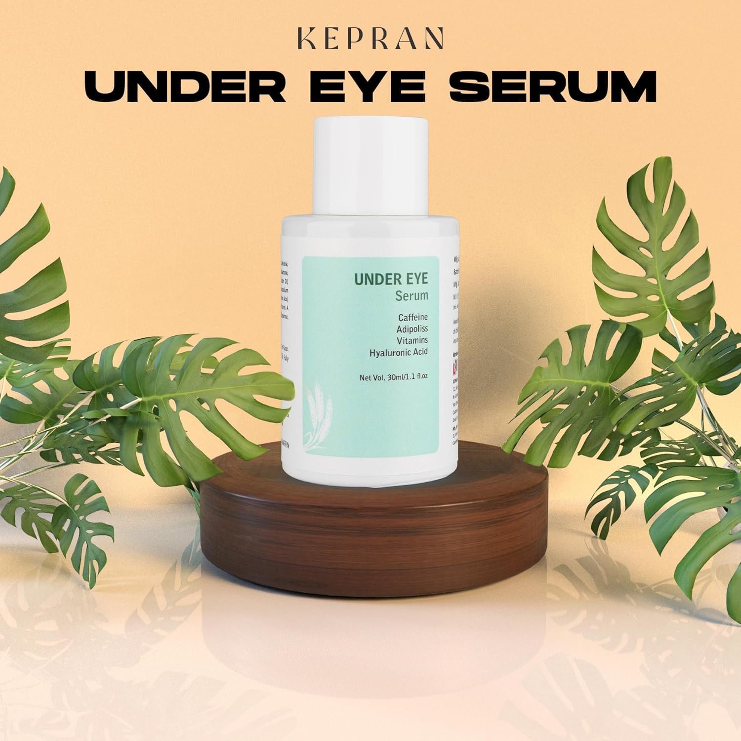 Under Eye Serum with Caffeine, Vitamins, Hyaluronic Acid, 30ml
