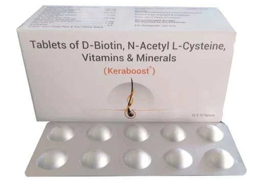 Keraboost Tablet with D-Biotin, N-Acetyl-L-Cysteine, Vitamins & Minerals